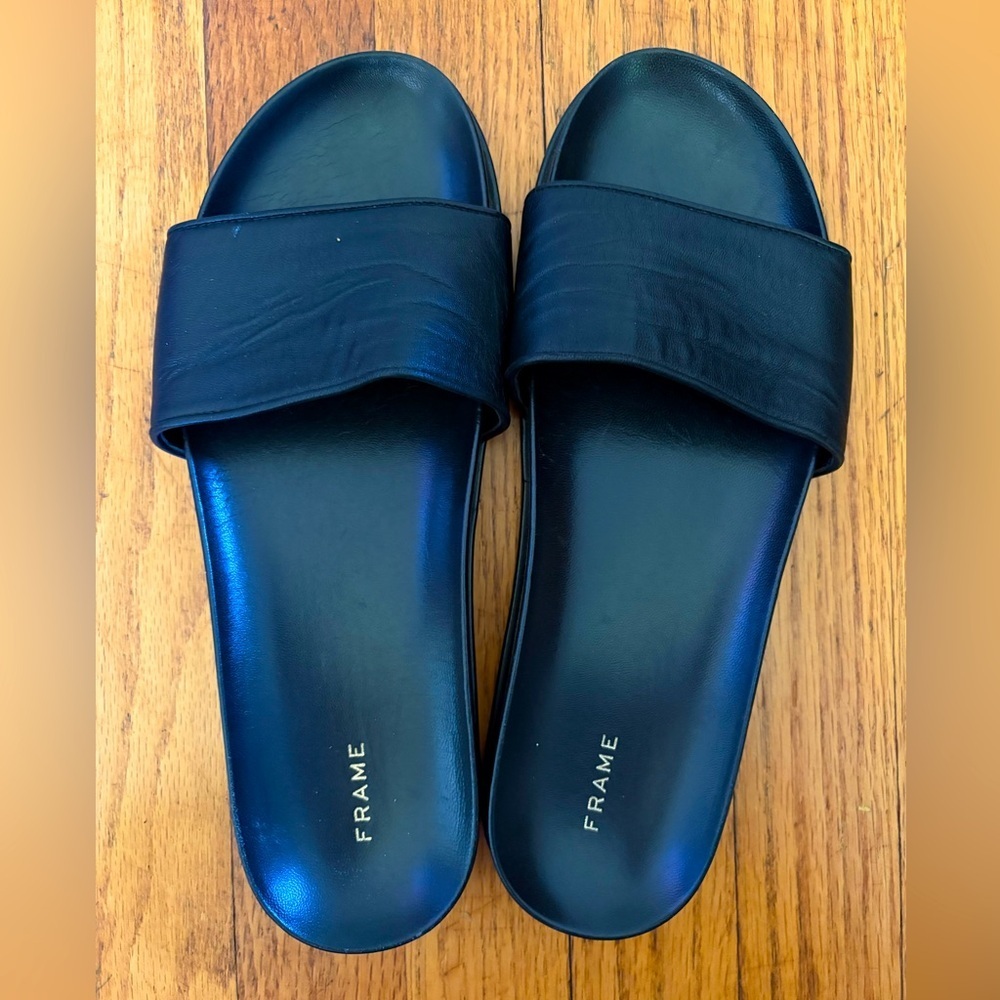 FRAME - Le Osborne Leather Slides Sandals